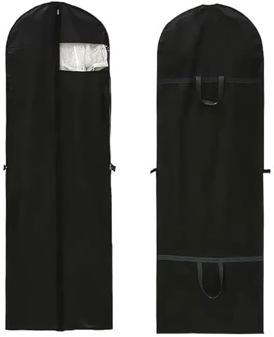 1 Pezzi Porta Abiti Lungo 180 * 60cm,Sacchetti per Abiti da Sposa,Borsa Porta Abiti da Viaggio,Copriabiti Antipolvere Impermeabile,per Vestito da Sposa,Smoking,Cappotti,Gonna Lunga,Vestiti(Nero)