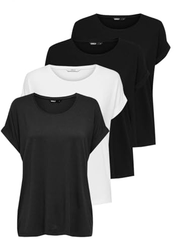 ONLY Haut Onlmoster pour Femme, Lot de 4 (2 x Noir, Blanc, Gris foncé), XXL