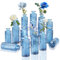 Sawoake Kleine Vasen, 16 Stück Glasvasen für Tischdeko Mini Vasen Glasfläschchen für Zuhause, Hochzeiten, Geburtstage, Feste (Blau Vertical)