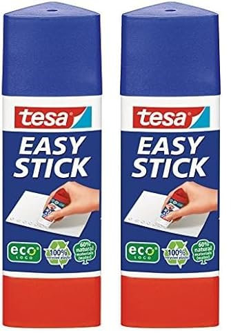 tesa Easy Stick ecoLogo 25 g, präzises Kleben, lösungsmittelfrei, geruchsneutral, kalt auswaschbar, umweltfreundlich 100% recycelter Kunststoff, 60% natürliches Material, 80% recycelte Verpackung