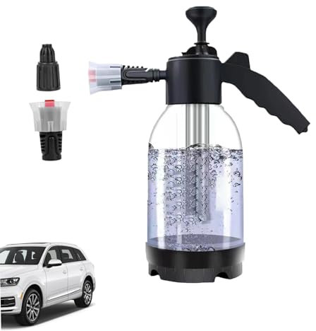 Schneeschaum Pumpsprüher, 2L Auto Schaumsprüher Handdruck Autowäsche Schaumsprüher mit 2 Düsen Schneeschaum Pistole für Auto Reinigung Gartenarbeit Valeting