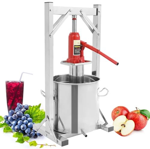 guoyjmm Pressoir à Fruits Hydraulique, Presse à vin en Acier Inoxydable 12/22 L, Presse à vin Manuelle pour Fruits et Vins, Presse Hydraulique pour Presser Le Vin de Riz, Le Miel, Les Légumes,22L