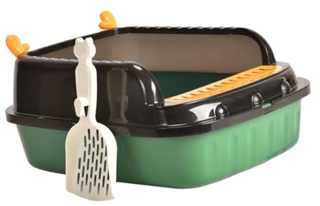 YTBHSHXZ große Katzentoiletten，. Oben offene Katzentoilette Katzentoilette Spritzwassergeschützt mit Schaufel Erhöhte Katzentoilette for alle Arten von Katzenstreu Kitty,(Green,S)