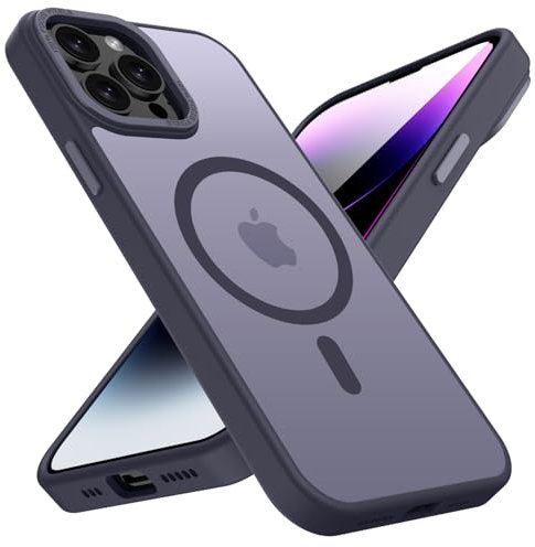 KPPIT for iPhone 14 Pro case Compatible with MagSafe, Shockproof Drop Protection, Frosted Translucent Back Magnetic Phone Case for iphone 14 Pro,Dark Purple