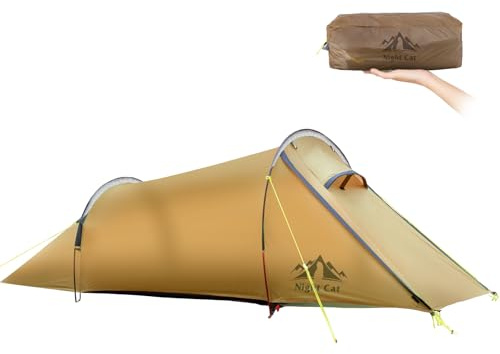 Night Cat Tunnelzelt 2 Personen Wasserdicht: Ultraleichtes Zelt für Fahrradtour Kleines Packmaß Trekking Camping