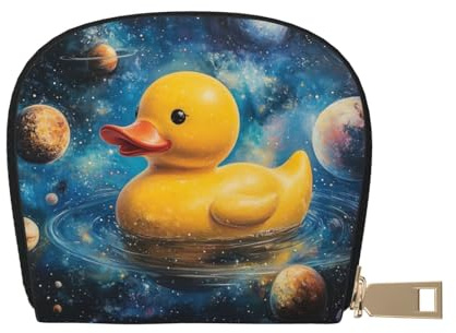 DFJMASFKOL Yellow Duck Leather Bag Space Duck Wallet Galaxy Duck Card Pack New Parents - Pediatrician and Pharmacy Cards 9X11CM