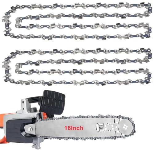 Lot de 2 chaînes de tronçonneuse pour barre de 40 cm, calibre 3/8, 57 maillons d'entraînement, chaîne à faible retour, compatible avec Titan, Black&Decker et plus (91PJ057X)