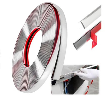 Bande Adhésive Décorative Chromée, Chrome Autocollante pour Décorative de Voiture, 6mm*5m Bande de Protection Carrosserie, Baguette Adhesive Chrome pour Carrosserie Fenêtre Porte de Voiture Extérieure