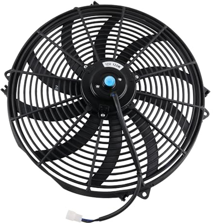 VVORHSBELL 16 Inch Radiator Fan Car Cooling Fan 120W 12V Universal Slim Fan Compatible with Car Engine & Intercooler 10 Blade Push/Pull Slim Fan
