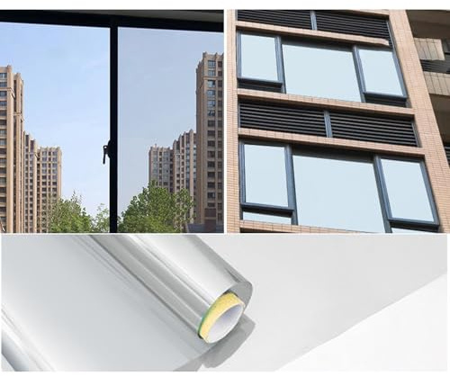 Vinilos para Cristales, Vinilo Ventana privacidad, Aislante Termico Ventanas, Aislante Termico Ventanas, Montaje Anti UV Anti Calor Unidireccional Protector para Hogar Tienda (60x200CM,Colour B)