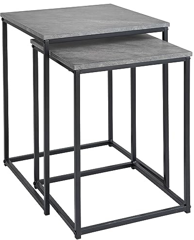 spot on dealz Nested Set of 2 Stone Effect Tablesspot on dealz Nested Set of 2 Stone Effect Tables – Space-Saving Modern Coffee & Side Tables for Living Room, Lounge, Office, Compact Storage Design