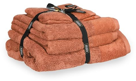 SCHÖNER WOHNEN Handtuch Set Baumwolle Frottee 5er Set 1 Duschtuch, 2 Handtücher & 2 Gästehandtücher - rot - Öko-Tex - groß - weich & flauschig - für Bad, Baby, Kinder & Sauna