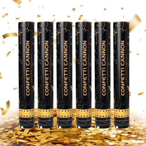 Wxeadu Konfettikanone, 6 Stück Konfettikanone Biologisch Abbaubar, 30cm Konfettikanones Hochzeit, Konfetti Kanone, Party Poppers für Hochzeit, Geburtstag, Weihnachten, Babypartys, Jahrestag