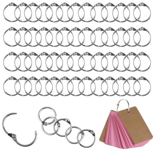 100 Stück Metall Buchringe, 20mm Außendurchmesser Buchbinderinge | Kleine Karteikarten Ringe, Silber Heftringe, Binder Ringe für Notebooks, Scrapbook, Album, Memo-Ablage, Handwerk