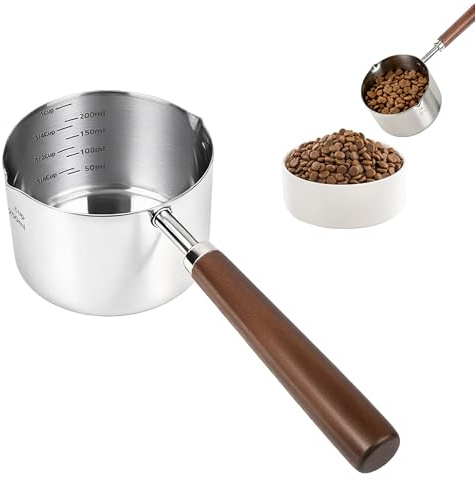ZHABAYEN Schaufel für Hundefutter & Katzenfutter, Edelstahl Messbecher mit Holzgriff - Lebensmittelecht, Spülmaschinengeeignet für Trockenfutter, Bird, Rabbit