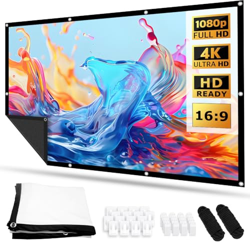 Leinwand Beamer, Anti-Falten Doppelseitige Projektion, 16:9 HD Faltbare Projektor Leinwände, Mobile Leinwand für Beamer, für Heimkino, Camping, Schule und Konferenzen, Wand-Montage (100 Zoll)