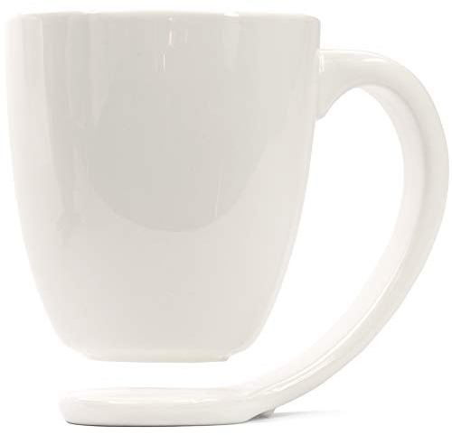 Tasse et soucoupe Floating Mug WHT8-FM blanches en porcelaine, tout-en-un, 236 ml