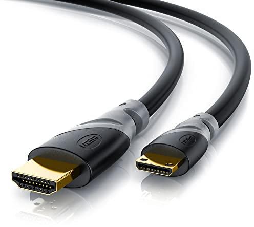 CSL- Câble mini hdmi vers hdmi 5m - Câble mini HDMI type C vers full HDMI type A - 1080 p 2160 p 4k @60hz - Supporte Full HD Ultra HD HD Ready 3D - Ethernet High Speed - Contacts plaqués Or 24K