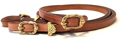 PS Pferdeartikel Lederzügel, geschlossen mit mittlerer Schnalle verziert, Portugiesisch - Barock Farbe Natur mit goldenem Beschlag