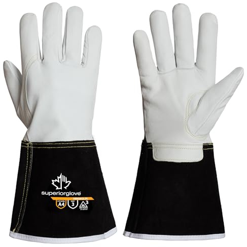 Superior Glove Endura Goatskin Leather MIG Welding Gloves with ParaActiv Cut Resistant Protection - Arc Flash Safety Work Gloves 399GKGL5L (1 Pair) Large