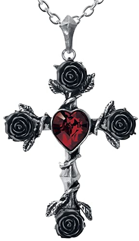 Alchemy Gothic Black Rosifix Frauen Halskette silberfarben Hartzinn Gothic