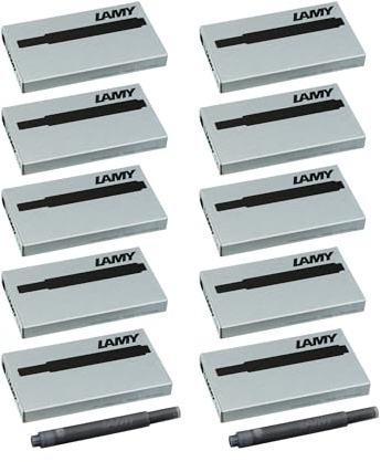 LAMY T10 10er Set Tintenpatronen mit großem Tintenvorrat - geeignet für alle Lamy Patronenfüllhaltermodelle - Inhalt 1,25ml je Patrone - 5 Stück pro Päckchen - Tintenfarbe schwarz