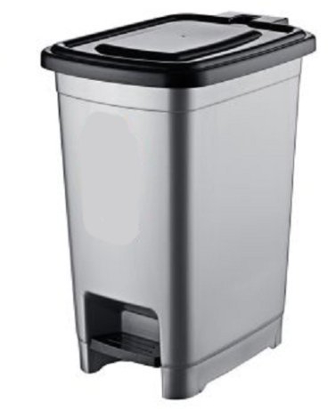 Outdoor Indoor Rubbish Bin 10 Litre Pedal Bin, Waste Paper Dustbin Garbage Trash Bins Plastic Storage Basket For Garden Kitchen Bathroom (Silver)