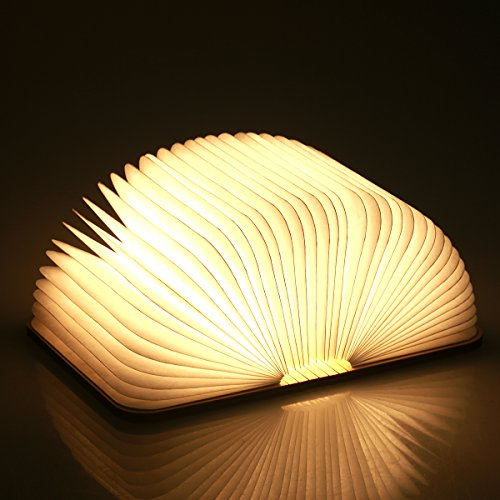 ANSTEN Wooden Folding Book Lamp, LED Book Light, Table/Desk Lamp for Home, Office & Room Decor, Bright Enough for Reading, Ideal Gifts for Wedding, Anniversary, Christmas, Birthday