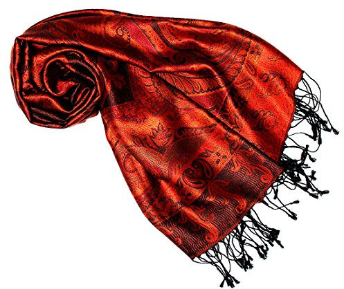 Lorenzo Cana - Echarpe - Imprimé cachemire - Femme 70 x 190 cm Noir/Orange