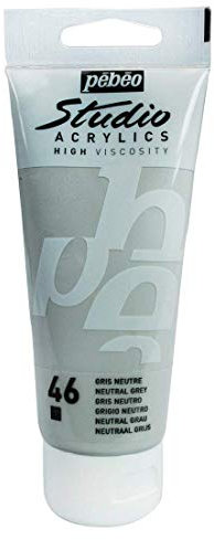 PÉBÉO Lot de 3 Peintures Studio Acrylique Tube Gris Neutre 100 ml