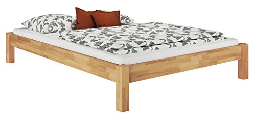 Erst-Holz Doppelbett Ehebett Kingsize-Bett Futonbett 160x200 Buche massiv Zubehör wählbar 60.84-16, Ausstattung:ohne Zubehör