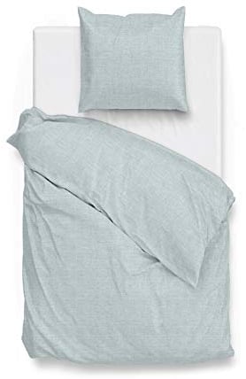 Zo!Home Perkal Bettwäsche Lino Uni Melange Mint Green 135x200 + 80x80 cm
