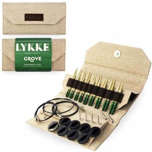 Grove Lykke Stricknadel-Set mit auswechselbarem Rundstricknadeln, 8,9 cm, Beige