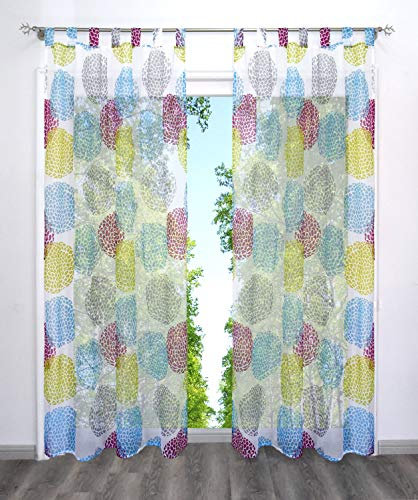 BAILEY JO Gardinen mit Kreis-Motiven Druck Design Gardinenschals Vorhang Transparent Voile Vorhänge 1Stück (BxH 140x225cm, Bunt mit Schlaufen)