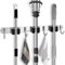 Mop Broom Holder Heavy Duty Stainless Steel Wall Mounted Tool Organizer with 3 Position 4 Hooks for Home Bathroom Kitchen Garden