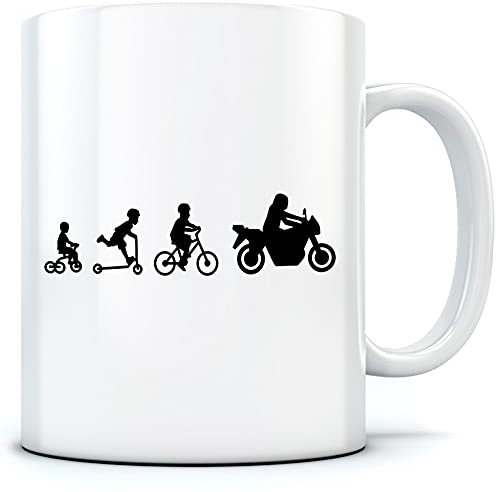 Motorbike Evolution - Mug for Tea Coffee - Biker Motorcycle Dirt Bike One Size White