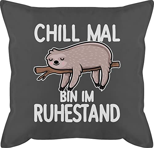 Kissen 50x50 - Rentner - Chill mal ich bin im Ruhestand mit Faultier - weiß - 50 x 50 cm - Grau - faultierkissen abschiedskissen rente retirement chiller pillow rentnerkissen ruhestandskissen