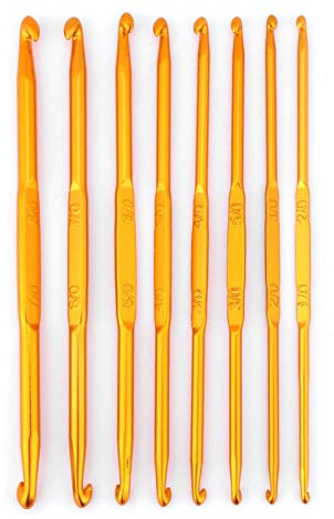 8 Stück Tunesische Häkelnadel Doppelseitig, Tunesische Häkelnadeln Set, Goldene Aluminiumoxid Doppelende Häkelnadel Stricknadel Set Webart Handwerk