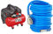 Fini D'aria Compressore Silenzioso 2 Manometri (59 dB) Silent Kompressor 2 Manometer (59dB), 6L, 1.0 PS, 8 Bar, 750 W, 230 V, Rot & Güde 41400 SB Druckluft Spiralschlauch 5 M
