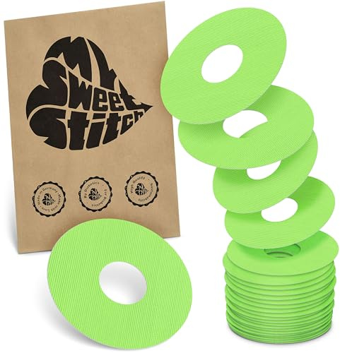 MySweetStitch 25 Ringpatches für FreeStyle Libre 3/3 Plus rund Lime | Stabilisiert ablösende Ränder, Mitte bleibt frei, wasserfest und flexibel, bis zu 15 Tage Halt