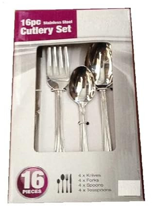 Vision4ever 16Pcs Stainless Steel Cutlery Set Kitchen Dining Table Tea Spoon Useful for Kitchen