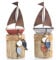 Logbuch-Verlag 2 Schiffe aus Holz & Metall zum Hinstellen und Aufhängen - Metallschiff mit Fische Deko maritim 24 cm