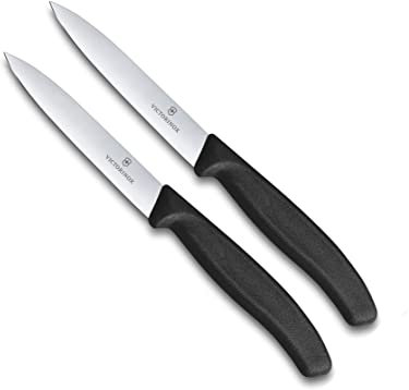 Victorinox 2-tlg Gemüsemesser Set Swiss Classic Schwarz – 10 cm ohne Wellenschliff – Tomatenmesser