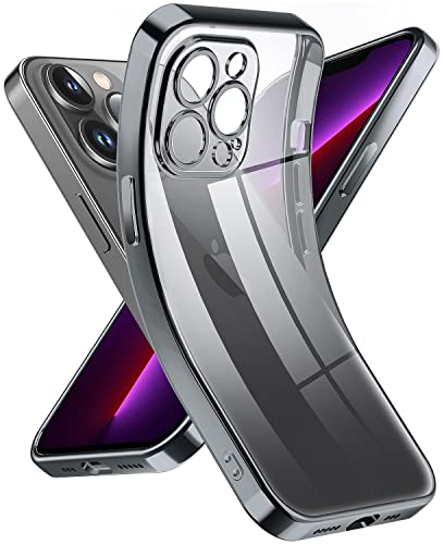Supdeal Crystal Clear Hülle für iPhone 13 Pro, Niemals gelb mit Kameraschutz, Silikon Durchsichtig Handyhülle Weicher Passform, Ultra Dünn und Leicht Case Cover, 6,1 Zoll, Schwarz