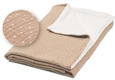 ULLENBOOM ® Babydecke 70x100 cm, Musselin Sand (Made in EU) - Baby Decke Neugeborenen aus OEKO-TEX Baumwolle, ideal als Kinderwagendecke oder Spieldecke
