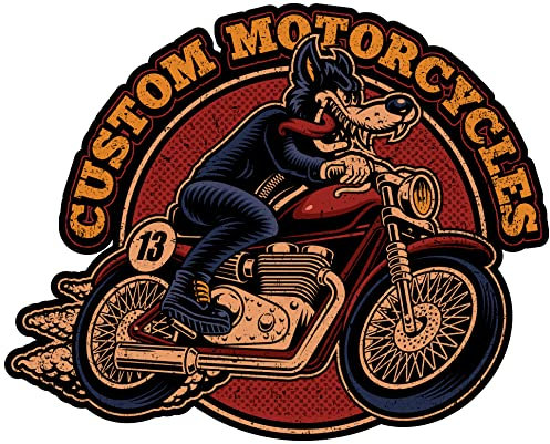 Samunshi Custom Motorcycles Aufkleber Autoaufkleber für Motorrad Fahrrad Roller oder Auto Sticker Chopper Hot Rod Bopper Enduro Motocross Rockabilly Vintage (10x8cm Custom Motorcycles)