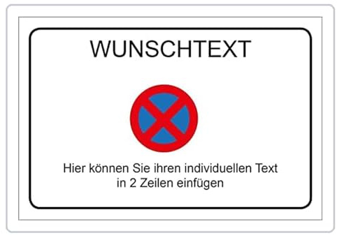AllesKlaro® - Wunschtext Schild - Halteverbot - Querformat - stabile 4 mm Alu Verbundplatte (45 x 30 cm) - 4x Bohrlöcher