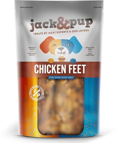 Jack&Pup Nail Free Chicken Feet Dog Treats - Natural Air Dried Chews (1kg) | 100% Chicken, Single Ingredient & Naturally Crunchy - Gently Air-Dried with No Artificial Additives