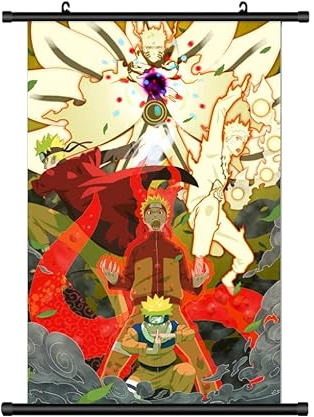 Großes 60x90CM Naruto Kakemono Rollbild | Anime Manga Stoffposter Wallscroll Poster | Wanddeko Geschenk | Naruto Evolution