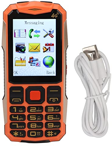 Rugged Phone, 2.8in 2G Senior Cell Phone, Waterproof Outdoor Phone, 4800mAh Battery Unlocked 2G Mobile Phone for Seniors Dual SIM Loudspeakers with Flashlight Radio (Orange)